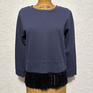 J. Crew Navy & Black Fringe Bottom Sweatshirt - size M